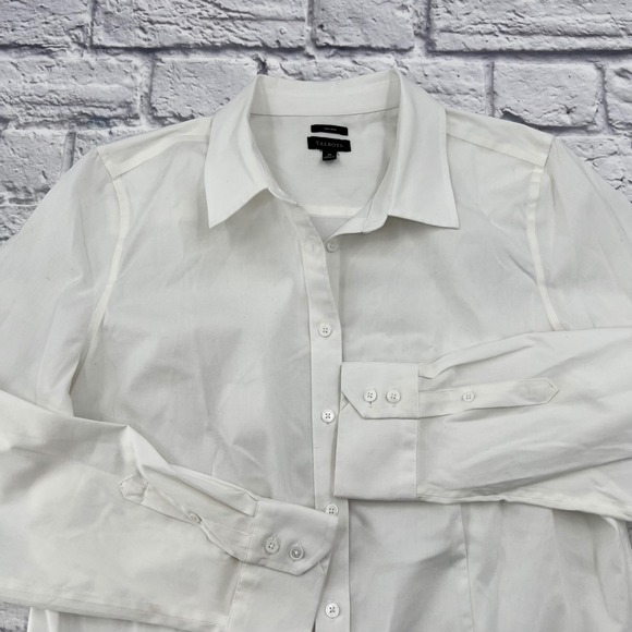 Talbots Womens White Button Up Shirt Non Iron Size 10 Cotton Spandex - Picture 2 of 8
